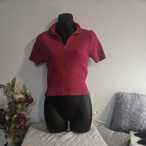 Barella Girl Fuchsia Ribbed Short Sleeve Top